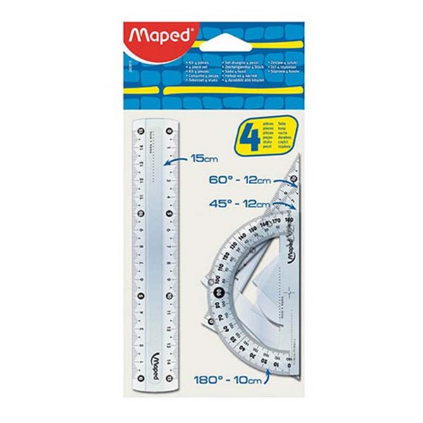 ست 4 تایی خط کش گونیا و نقاله ماپد ست 4 تایی خط کش گونیا و نقاله ماپد