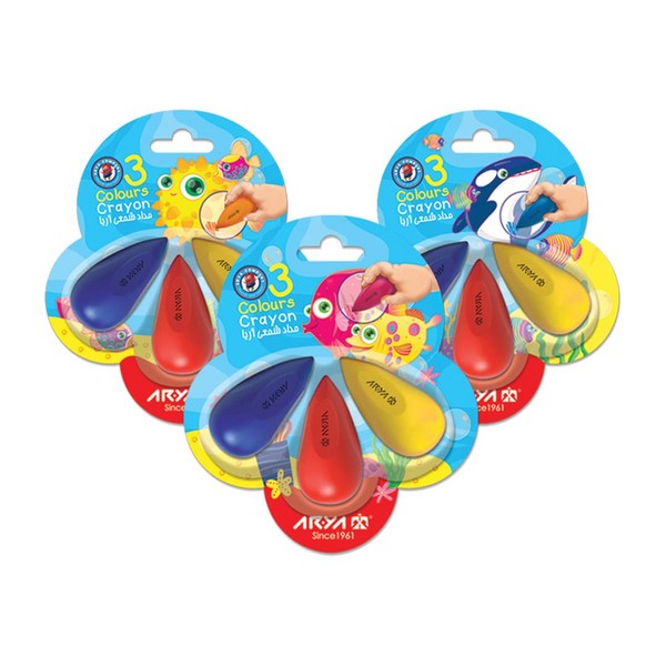 مداد شمعی (کرایون) دوکی 3 رنگ آریا مداد شمعی (کرایون) دوکی 3 رنگ آریا