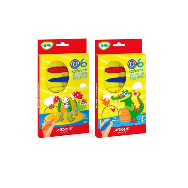 مداد شمعی 6 رنگ آریا مداد شمعی 6 رنگ آریا