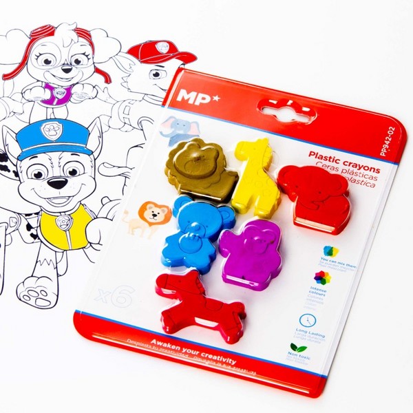 مداد شمعی 6 رنگ MP طرح حیوانات جنگل مداد شمعی 6 رنگ MP طرح حیوانات جنگل