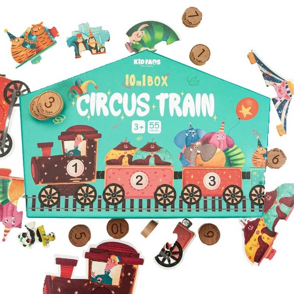 پازل 10 در 1 55 تکه Circus train کیدفنز پازل 10 در 1 55 تکه Circus train کیدفنز