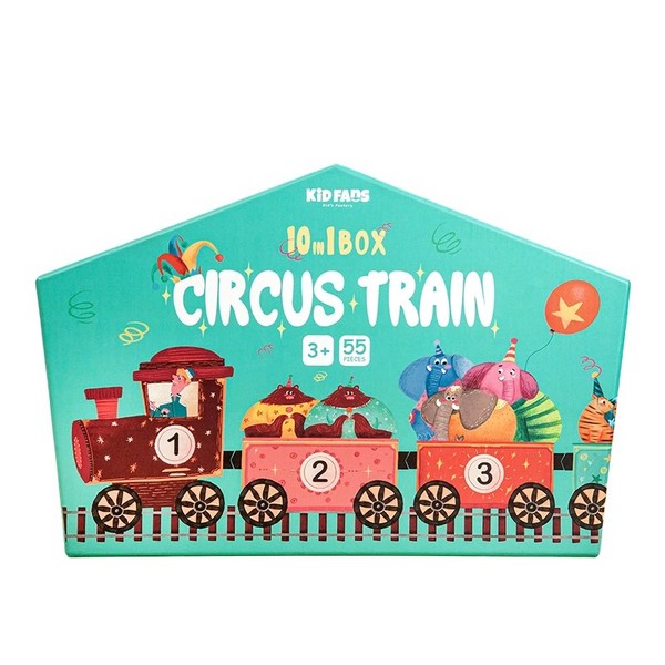پازل 10 در 1 55 تکه Circus train کیدفنز پازل 10 در 1 55 تکه Circus train کیدفنز